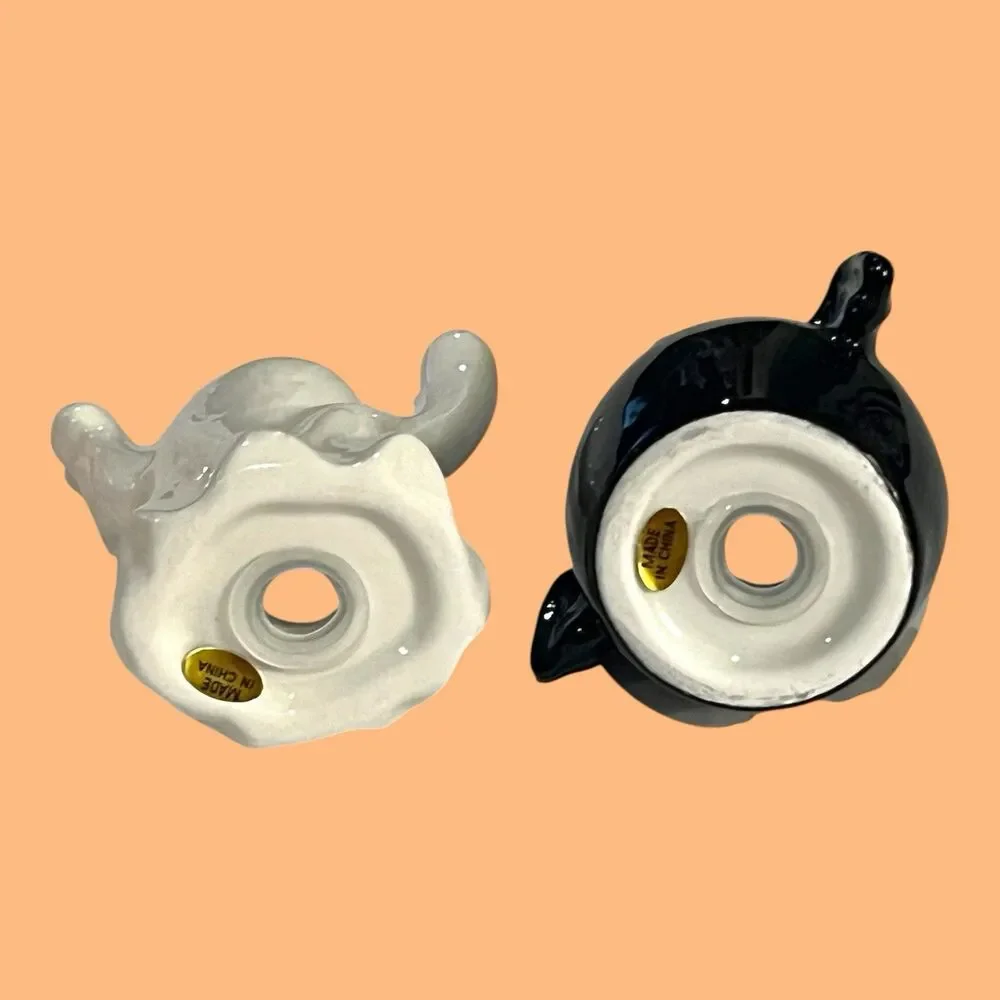 Adorable Halloween Vampire Bat & Ghost Salt & Pepper Shaker Set  Tiered Tray NEW